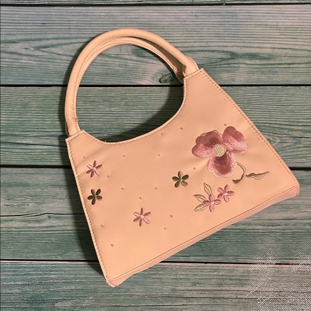 Liz Claiborne Pink Floral Embroidered Shoulder Bag